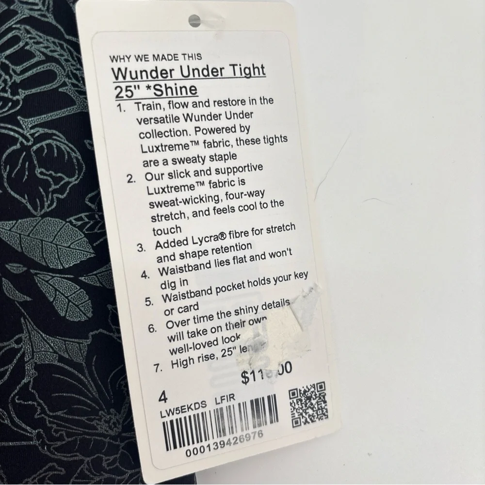 Lululemon Wunder Under tight 25” Shine Flourish Black Size 4 NWT - Picture 4 of 5